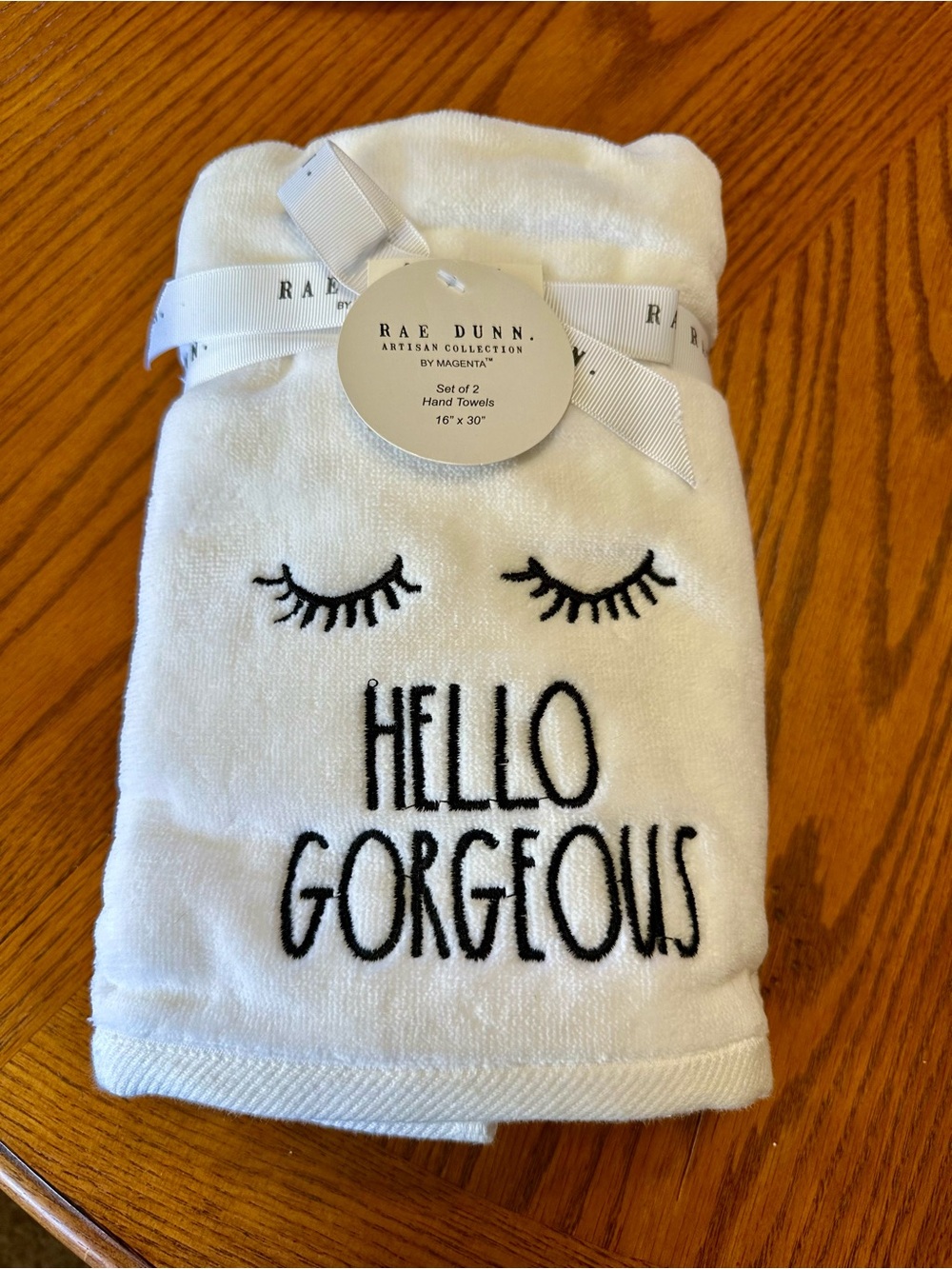 NWT Rae Dunn Hand Towels “Hello Gorgeous”